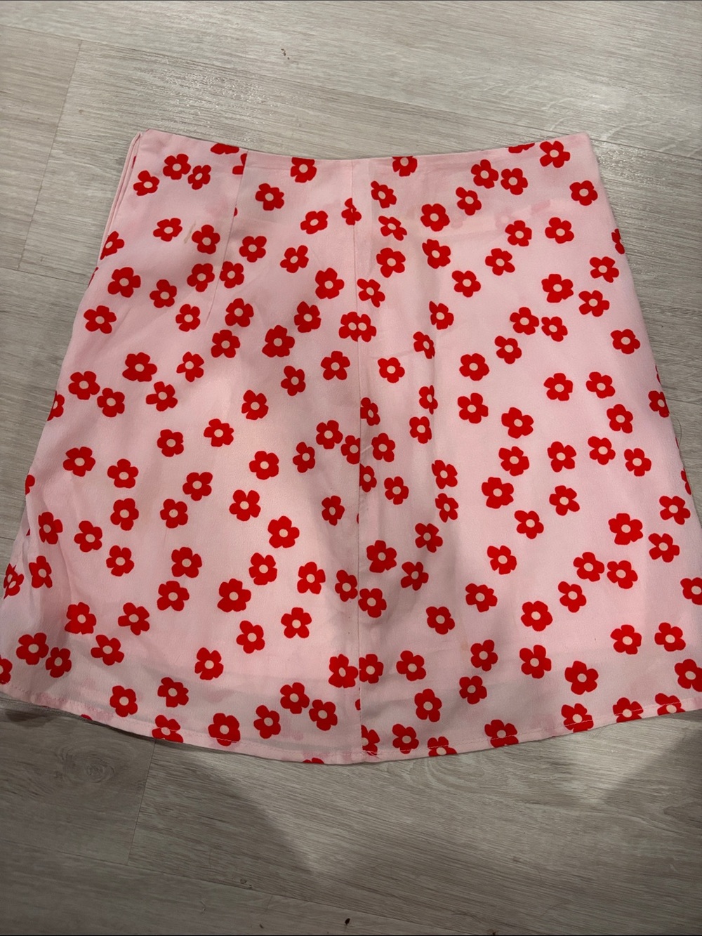 SHEIN Pink Mini A-Line Skirt with Red Daisy Print